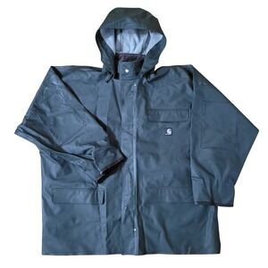 Carhartt Rain Jacket Men's XL Green Waterproof Hooded Work Parka Coat C64GRN